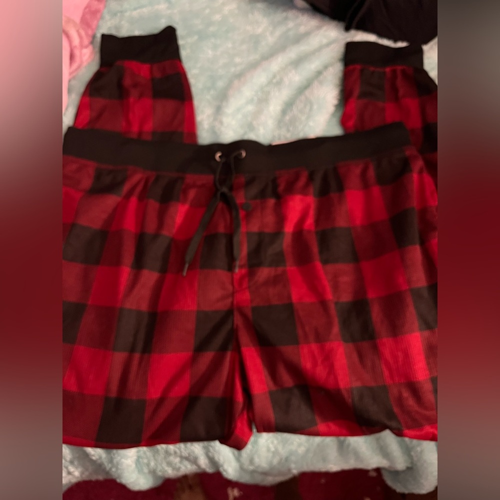 George Red and Black Checkered Jogger Pants